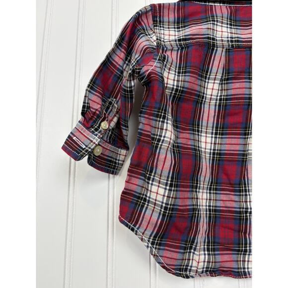 Gap Baby Button Down 3-6M Plaid Multicolor Long Sleeve Shirt with Pockets #152 - Picture 13 of 14